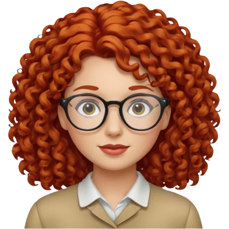 Peli roja rizada con lentes emoji