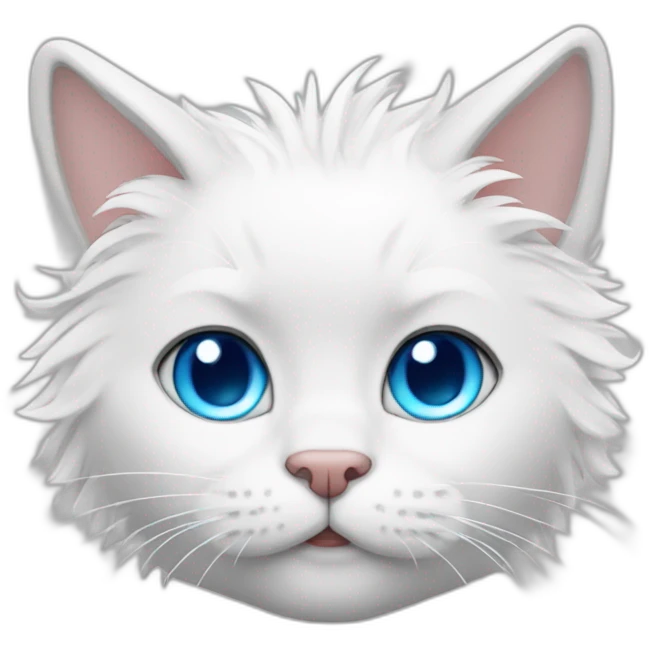 white messy hair-cat ears- blue eyes emoji