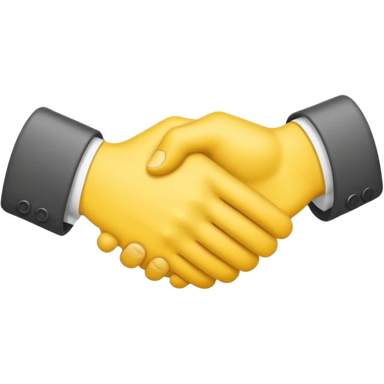 Graphic: 🤝 Handshake icon (white with yellow outline).
Animation: Hands meet, shake slightly.
Background: Transparent.
 emoji