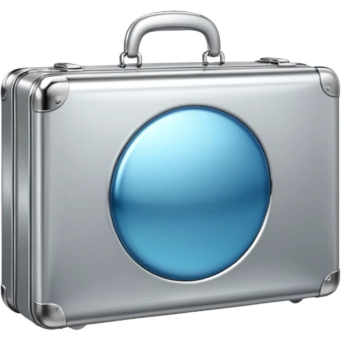 A luxury briefcase emoji made of polished silver chrome, smooth rectangular shape, metallic reflections, minimal high-end design, swag business aesthetic, iOS emoji style, centered, clean white background
 emoji