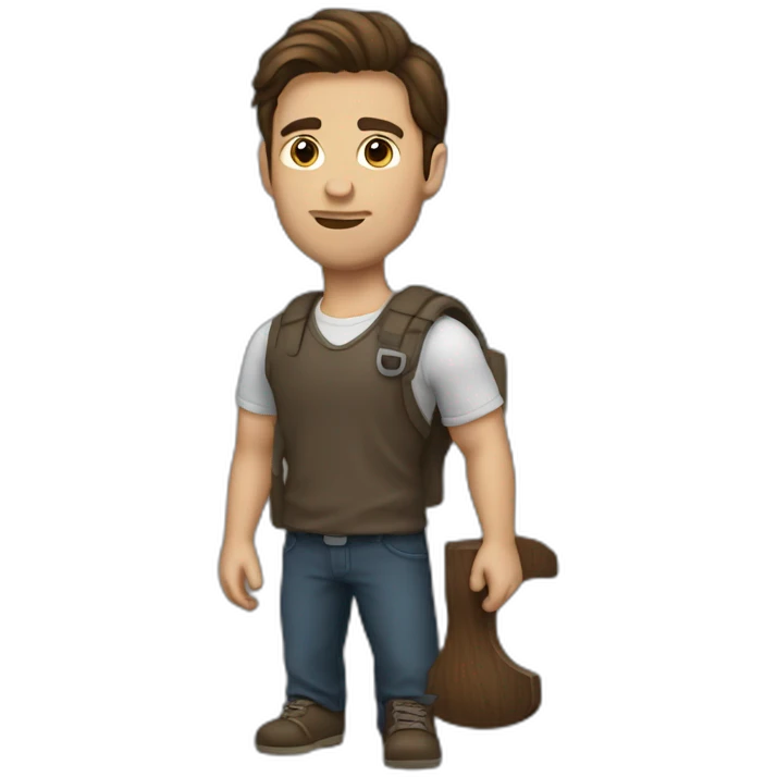 men with a macebell brown hair emoji