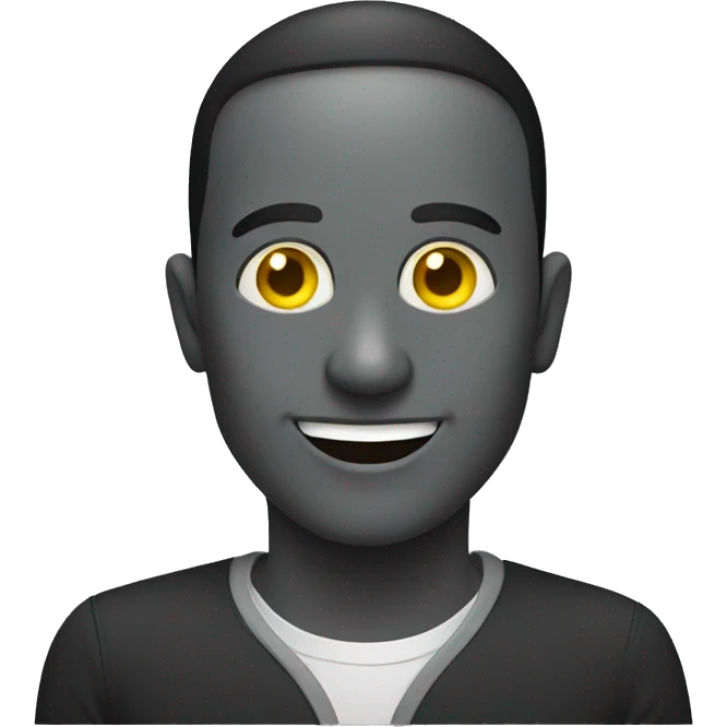 dark gray, round, smiling, yellow eyes emoji