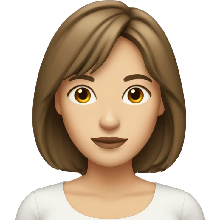 Woman with medium brown hair and curtain bangs emoji