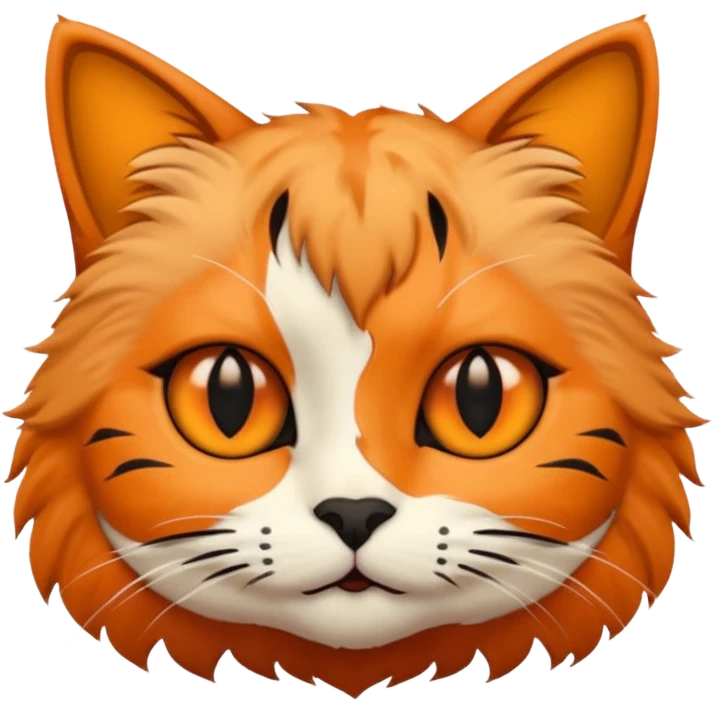 A cat with 1 side its face orange colour and the other black colour emoji