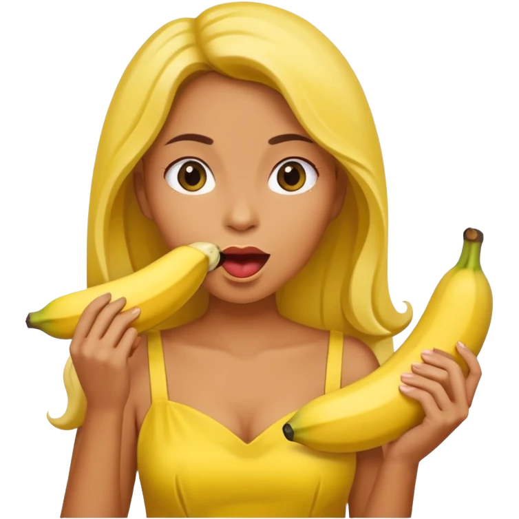 woman with a banana inside her mouth emoji