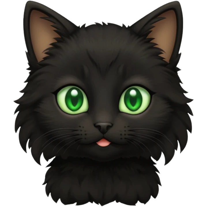 A photo-realistic digital illustration of a black kitten emoji