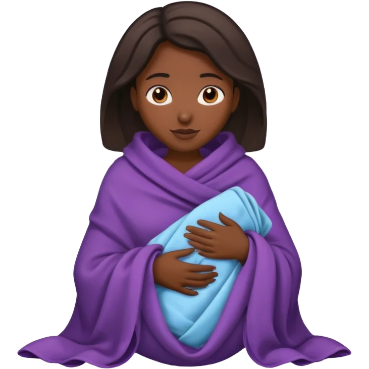 dark skin woman with tucked blanket emoji