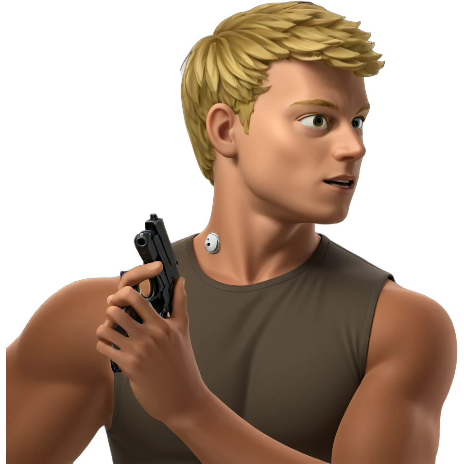 blonde boy with handgun emoji
