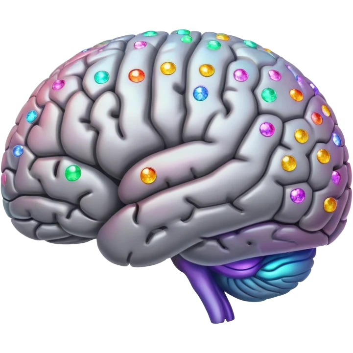 Brain with colored sparkles around it emoji