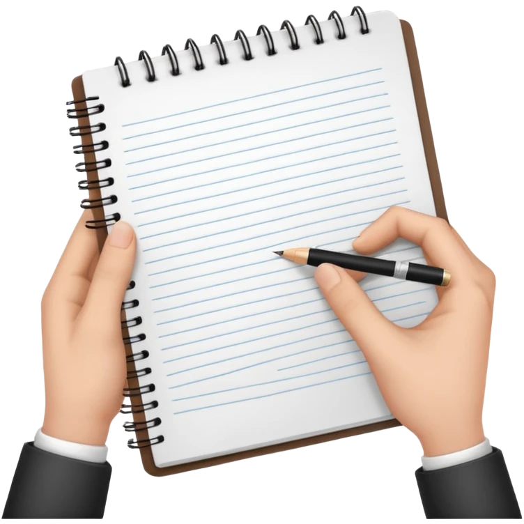 libreta anillada abierta y sostenida por unas manos  emoji