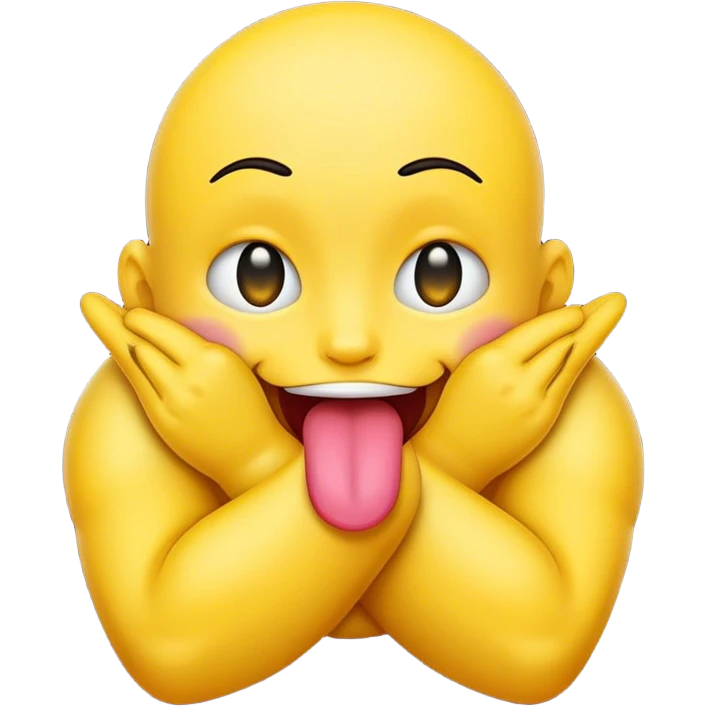 hug emoji with tounge out emoji