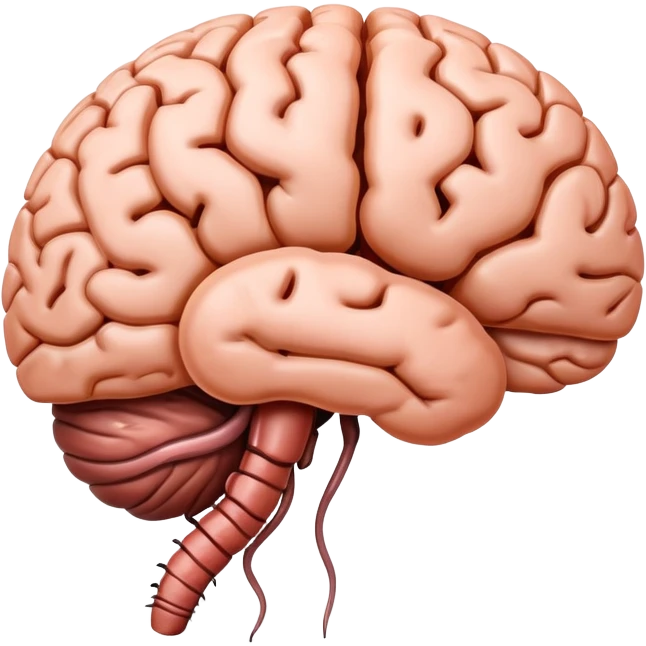 a human brain with a worm looking out emoji