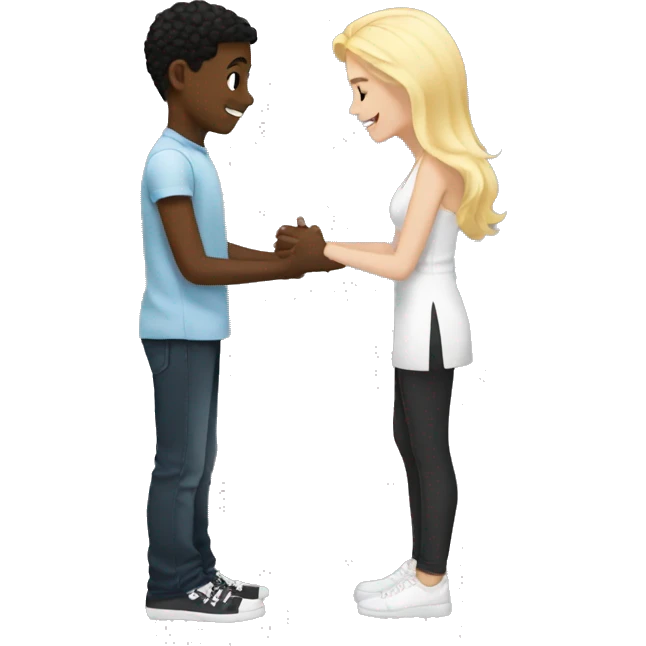 black boy proposing to a white blonde girl emoji