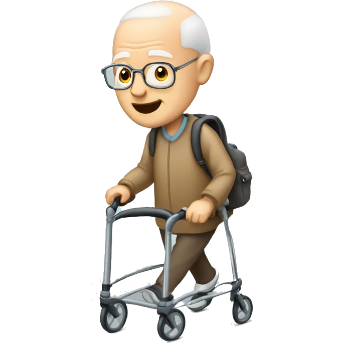 Bald Old Man walking with rollator emoji