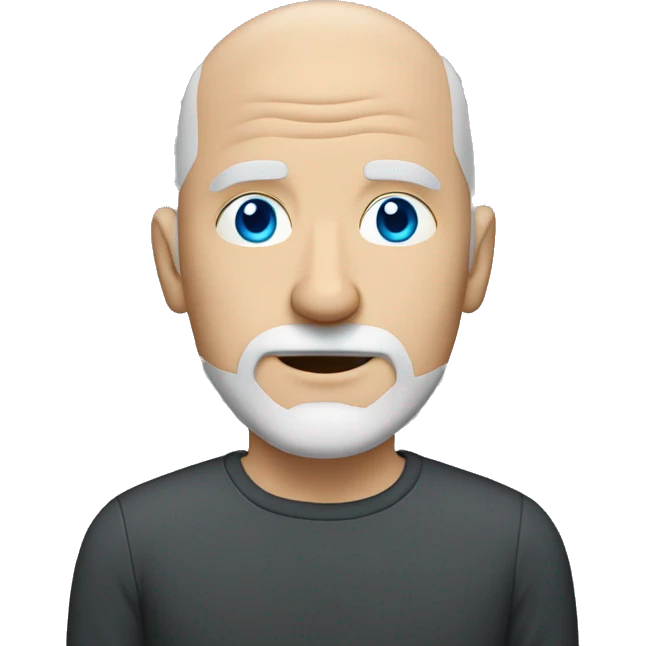 Totally Bald white man with greying goatee blue eyes  emoji