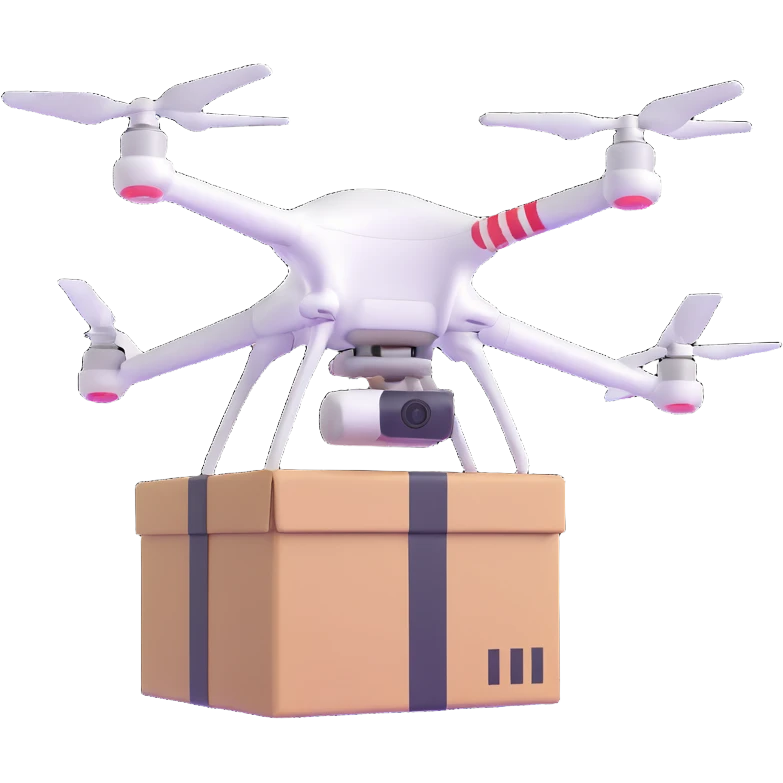 quadcopter drone delivering box emoji