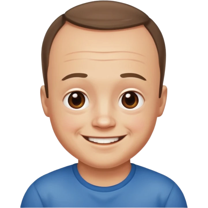 big fat man oiled up with down syndrome and a big forhead emoji