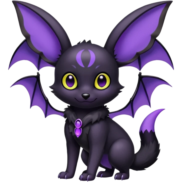 Cool cute edgy kawaii Umbreon-Noibat-animal-creature-hybrid full body emoji