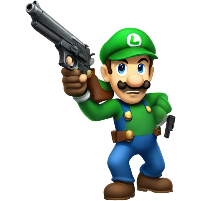 Luigi with a gun emoji