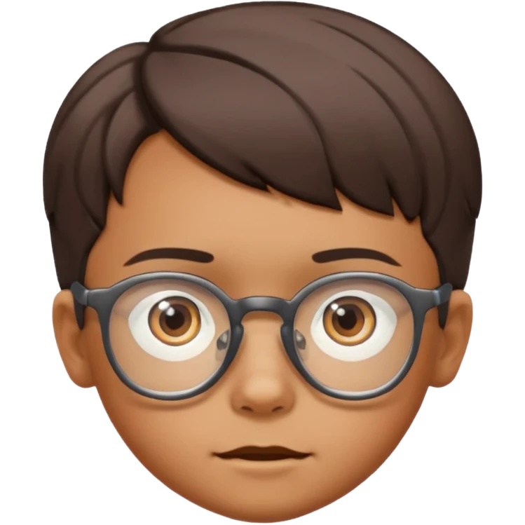 niño de 10 años, moreno, con gafas de ver y pelo corto, fondo claro emoji