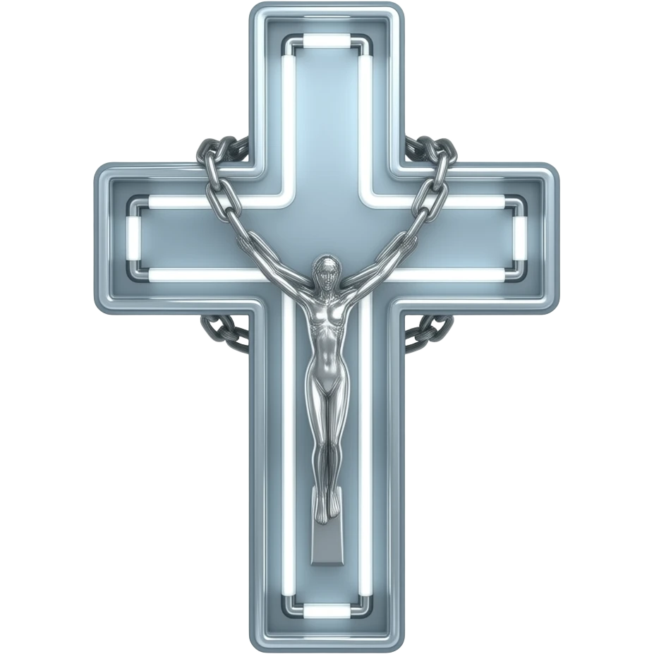 cruz sagrada silver vidro neon com rosário silver vidro neon emoji