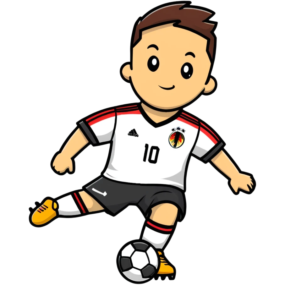 Cartoon German soccer player with jersey emoji