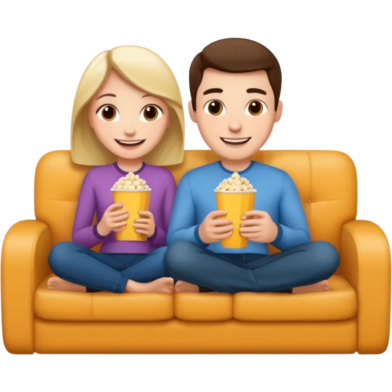 A couple sitting on a sofa watching a movie emoji