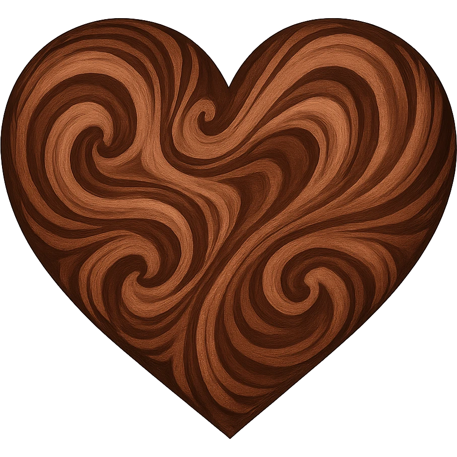 heart with a swirling cocoa pattern, digital illustration, no background emoji