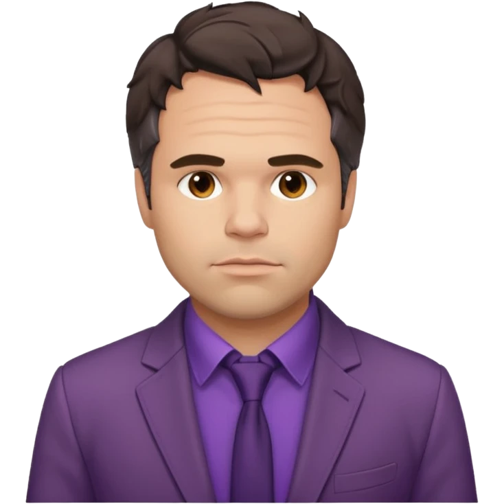 Mark Ruffalo with dark brown hair, purple shirt, beige suit jacket  emoji