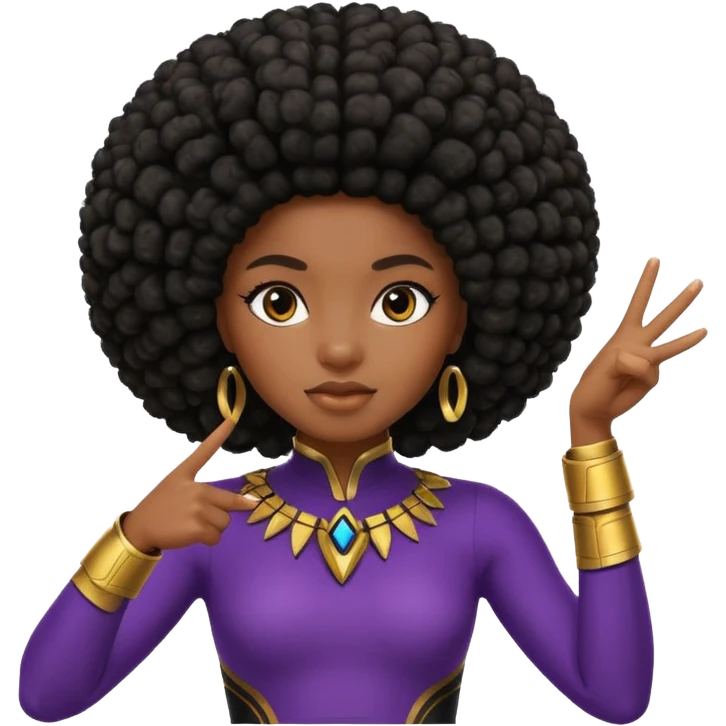 Black girl with Afro doing the wakanda forever gesture emoji