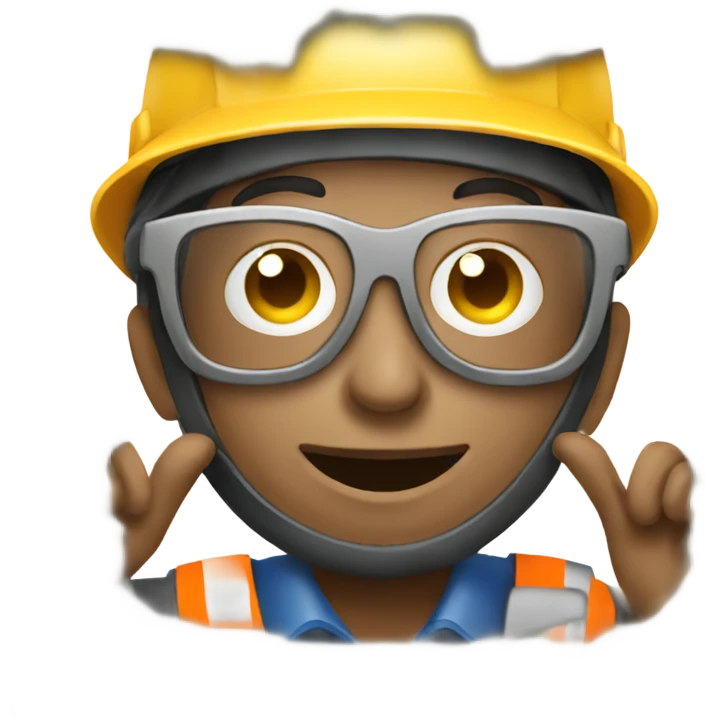 person who wearing hardhat is taking picture  emoji