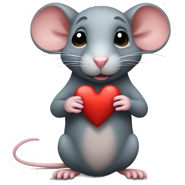 Rat love with heart emoji
