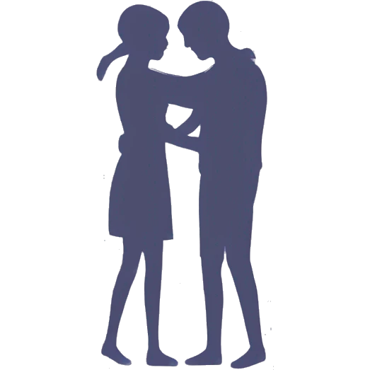 Two silhouettes of people hug each other emoji