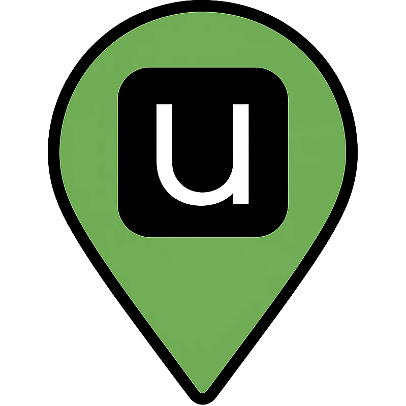 minimalist green location pin with Uber logo, icon style emoji