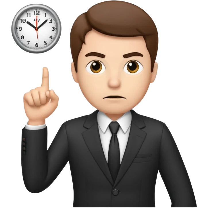 annoyed boss pointing at the clock emoji