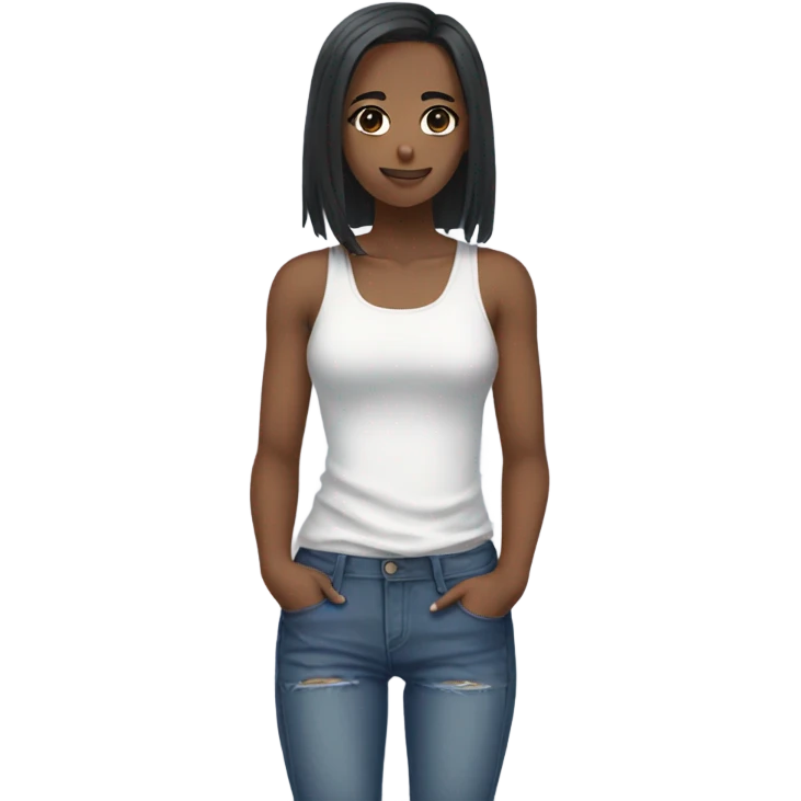 Anime girl wearing a tank top and short jeans  emoji