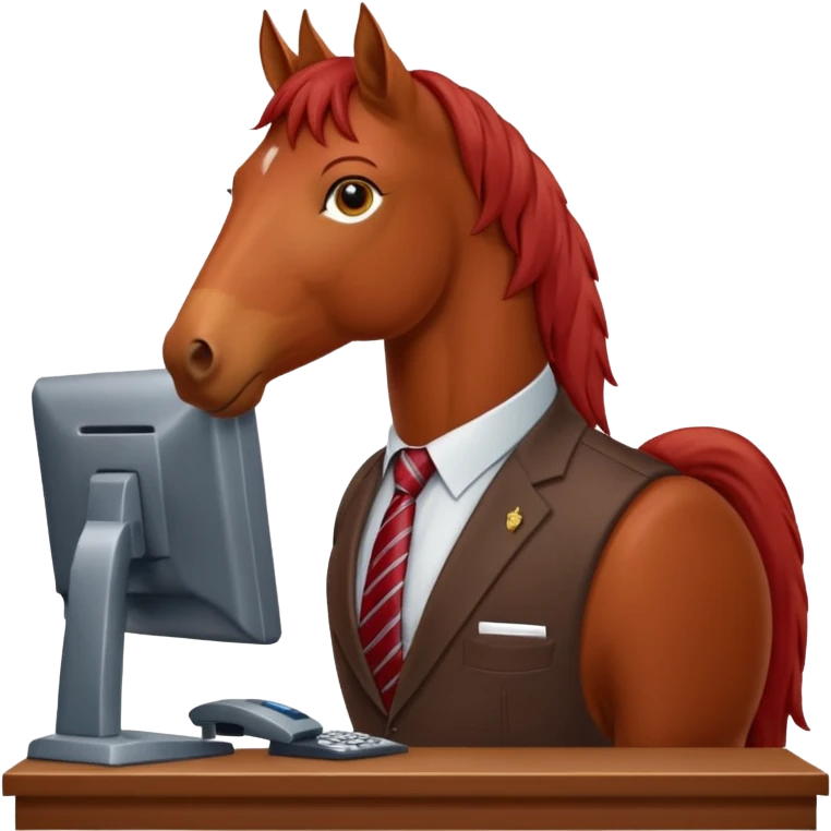red horse who is a smart bank clerk emoji