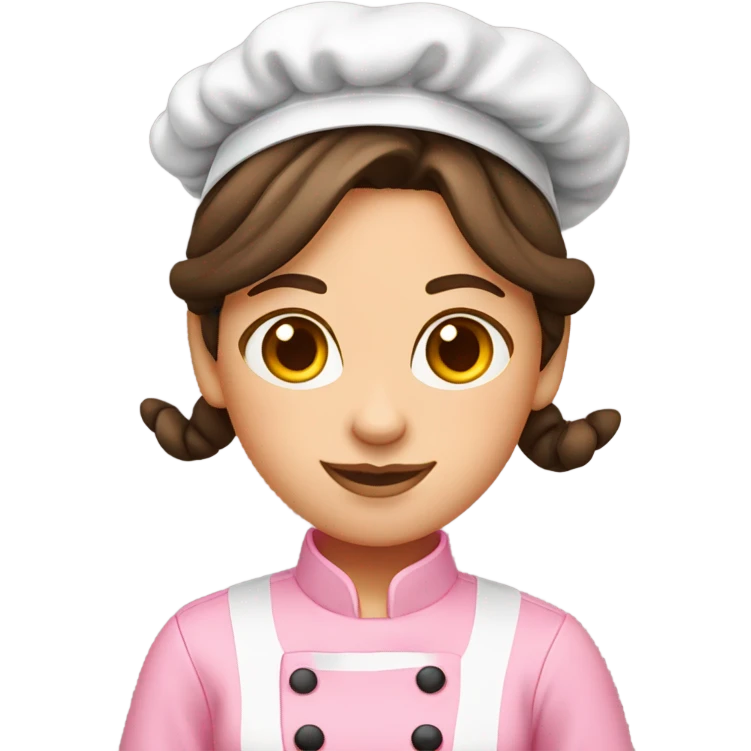 brunette chef with pigtail braids and a pink chef outfit emoji
