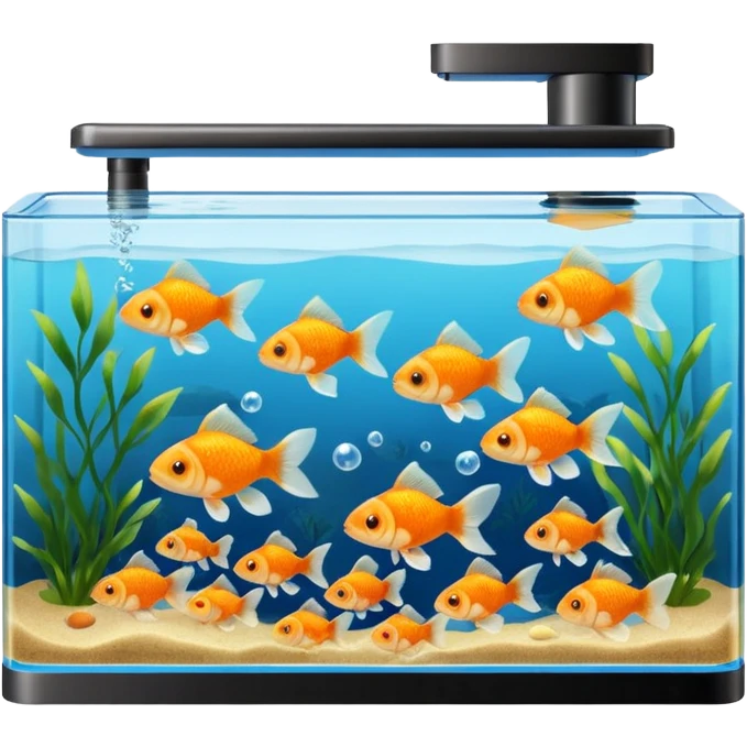 goldfish in a tank rectangular many fish emoji