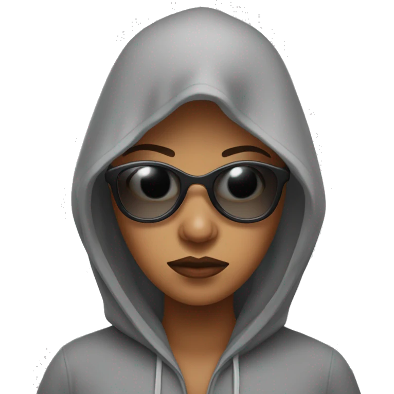 annoyed bougee girl with sunglasses and hood on emoji