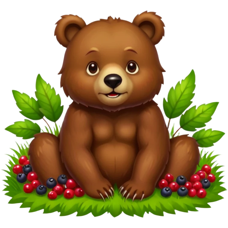 bear with berryes on grass emoji