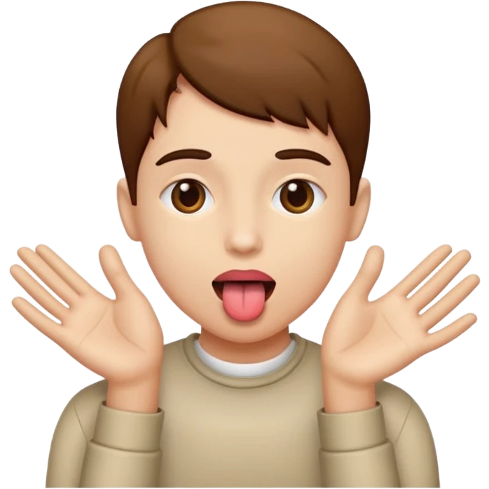 Tongue out with hands to the side emoji