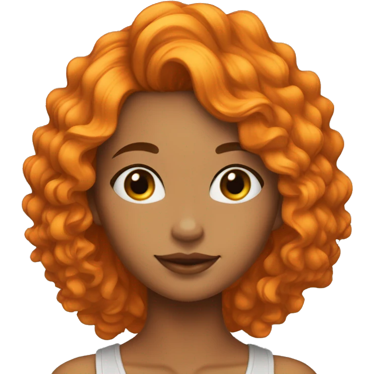 chica con cabello color naranja, cabello rizado, y piel blanca  emoji
