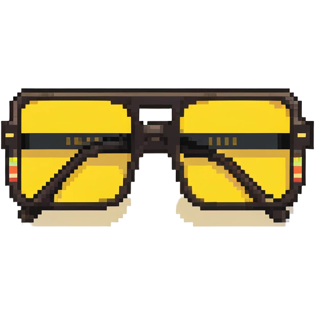 Funky 70s sunglasses with large square frames and yellow lenses emoji