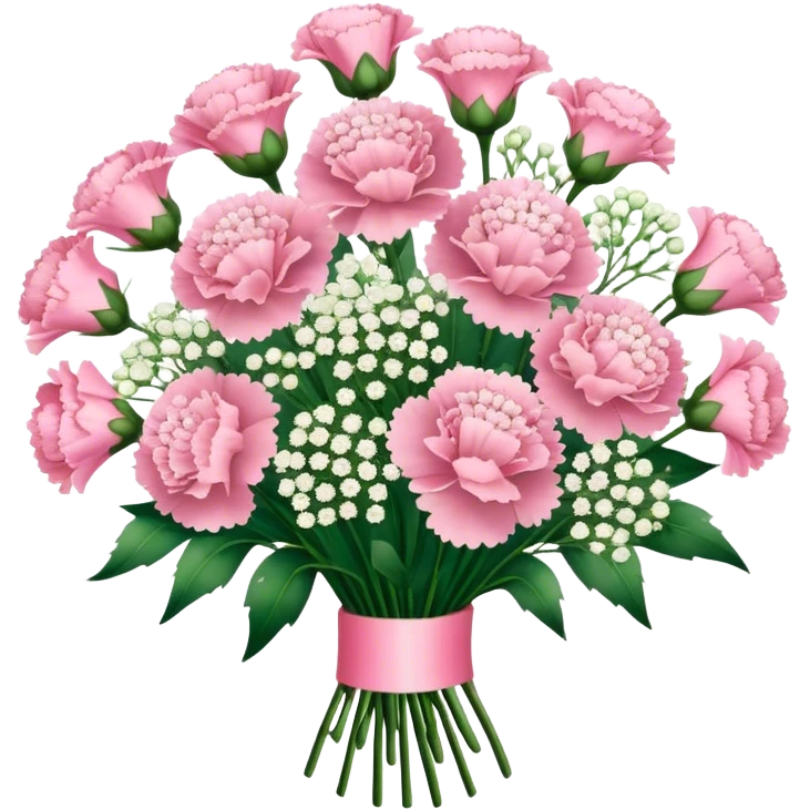 babies breath flower and carnations bouquet emoji