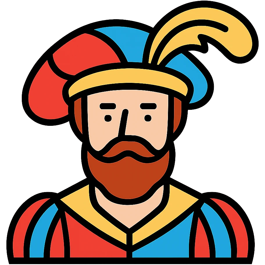Landsknecht mercenary icon, colorful, head only emoji