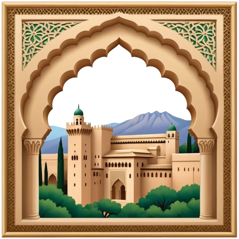 Alhambra Landmark Emoji – Highlighting its Moorish architecture and distinctive arches. emoji