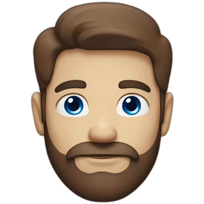 A Man with blue eyes, brown hair, a Beard, and a cloud in front of his face emoji