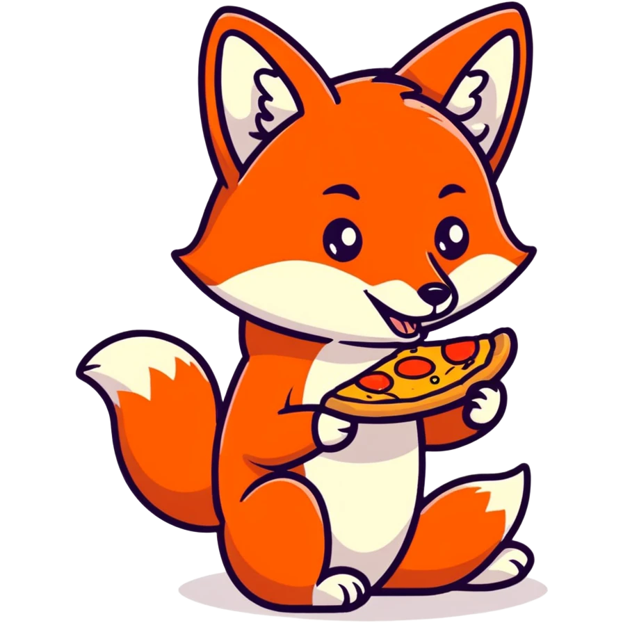 Red fox eating pizza emoji