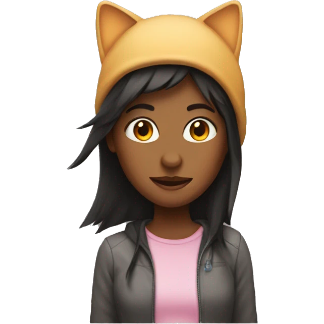 Girl with cat ear hat on emoji